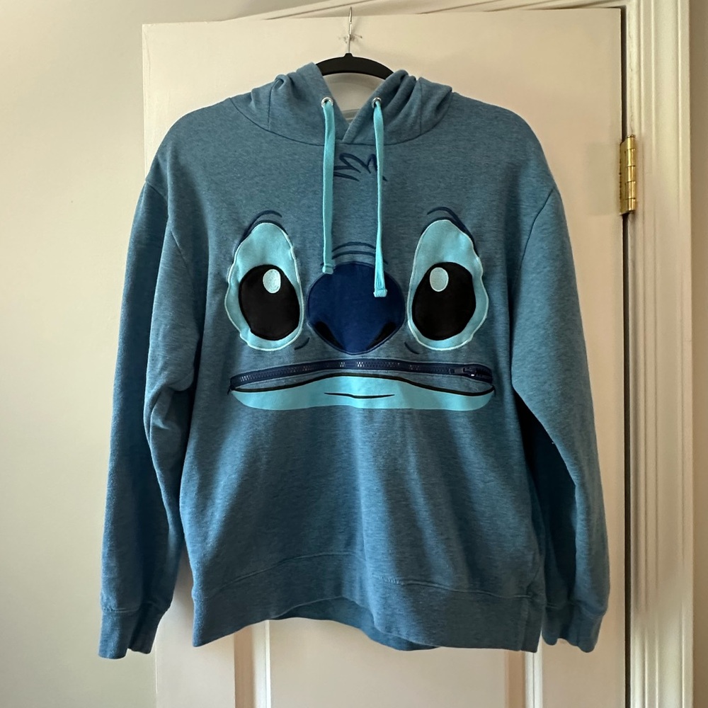 Disney Blue Stitch Hooded Sweatshirt with 3D Padded Ears & Middle Pocket (FUN!)
